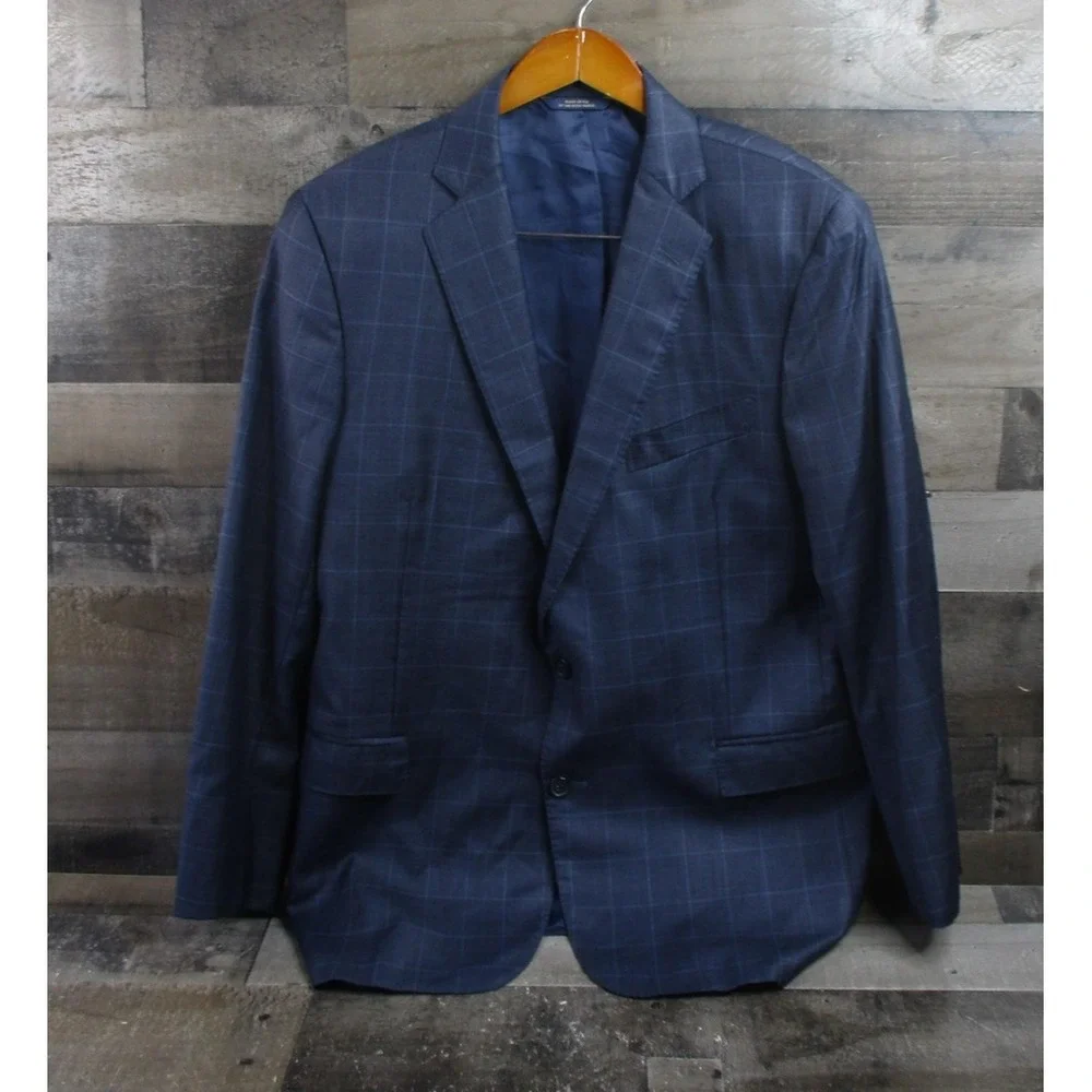 Brooks Brothers Blazer Mens 44 Regular Navy Windowpane 1818 Regent Wool Made USA